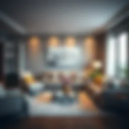 Modern sofa set in a stylish living room