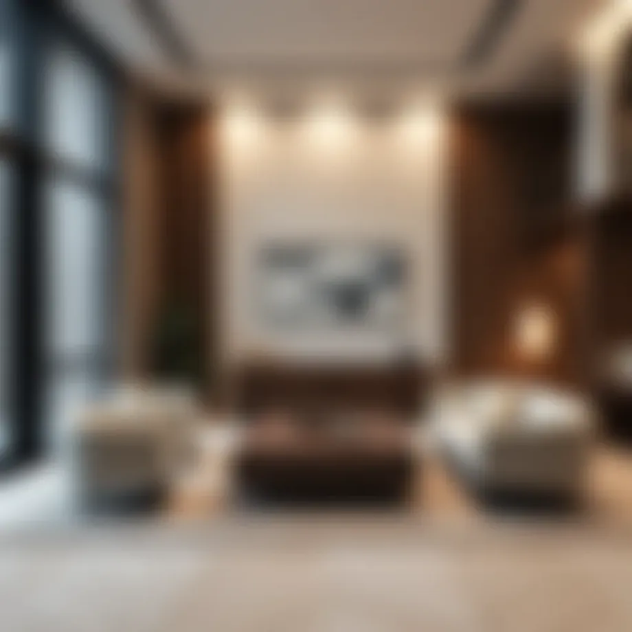 Elegant minimalist office interior with sleek furniture