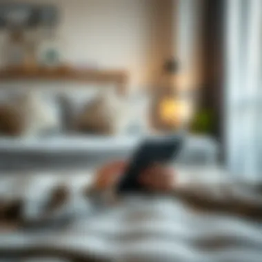 Researching Mattresses Online A person researching mattresses online with a tablet
