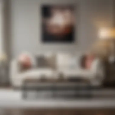 Stylish arrangement of a light-colored sofa with decorative pillows