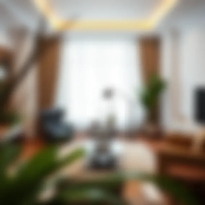 Stylish Living Room with Organized Cables A stylish living room showcasing organized cables with decorative elements