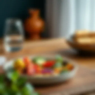 Stylish medium serving dish highlighting a colorful salad