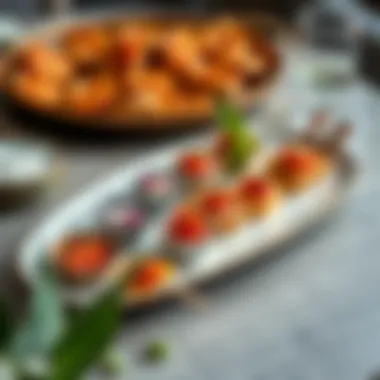 Elegant medium serving plate showcasing vibrant appetizers