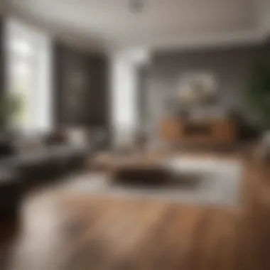 Elegant living room featuring wood-look linoleum flooring