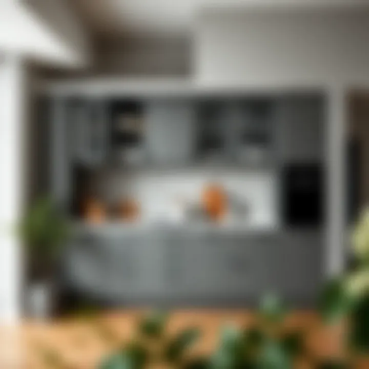 Stylish gray kitchen storage solution in a contemporary setting