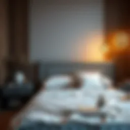 Cozy bedroom featuring a padded bed with soft linens