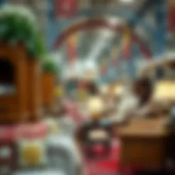 A vibrant display of furniture at Pendik's mobile market