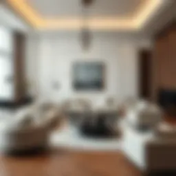 Elegant living room showcasing modern furniture designs