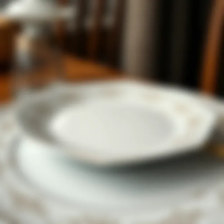 Intricate Porcelain Plate Designs Close-up of intricate designs on a porcelain breakfast plate