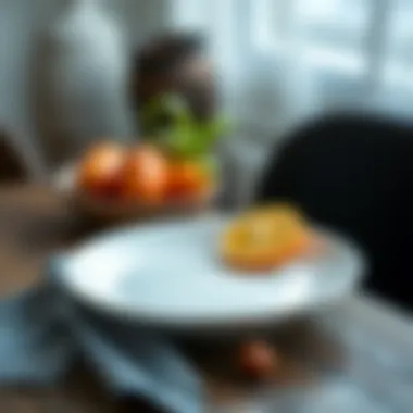Modern Minimalist Porcelain Breakfast Plate Modern porcelain breakfast plate with minimalist design on a rustic table