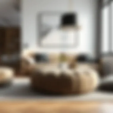 Modern Minimalist Pouf Coffee Table Elegant modern pouf coffee table in a minimalist living room setting