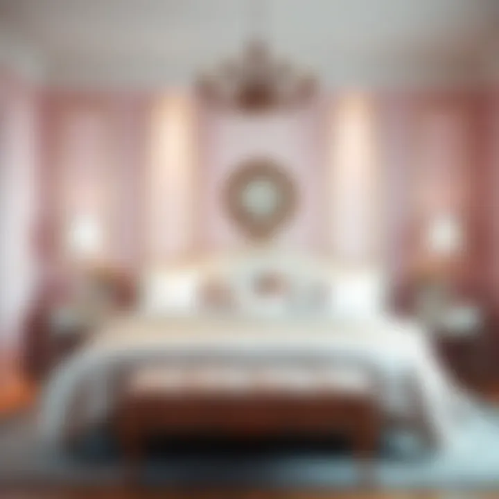 Elegant romantic bedroom art featuring soft pastel colors