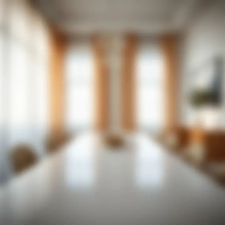 Trendy Tulle Curtains in Minimalist Dining Space Trendy tulle curtains complementing a minimalist dining area