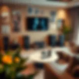 High-end audio equipment setup in a stylish living room
