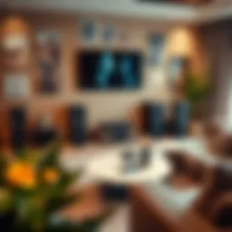 High-end audio equipment setup in a stylish living room