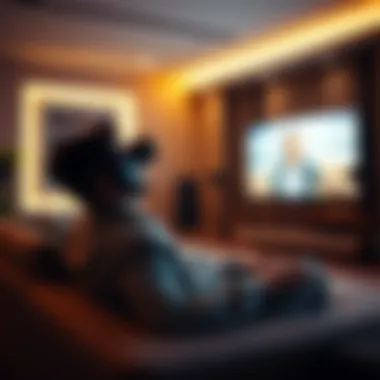Immersive Audio Experience User enjoying an immersive audio experience with surround sound