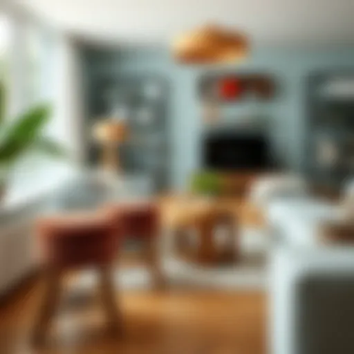 Stylish second-hand stools in a modern living space