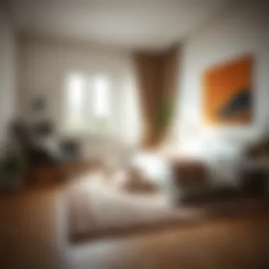 Cozy Bedroom Featuring Eight Square Meter Rug Cozy bedroom showcasing an eight square meter rug that enhances the atmosphere