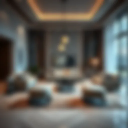 Luxurious living room featuring a stylish eight square meter carpet