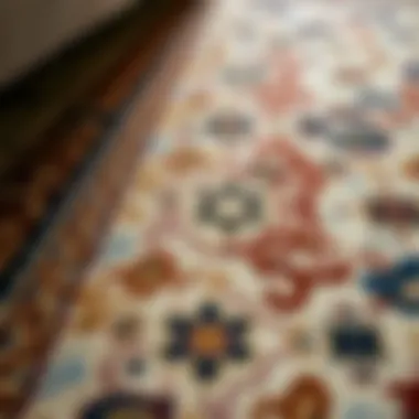 Intricate Patterns on Eight Square Meter Carpet Close-up of a beautifully designed eight square meter carpet with intricate patterns