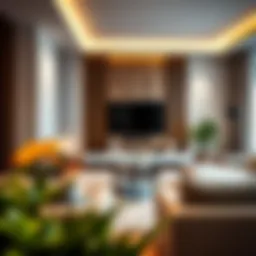 Modern living room with integrated sound system