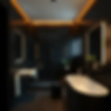 Ambient Lighting for a Cozy Black Bathroom Ambient lighting enhancing a black bathroom