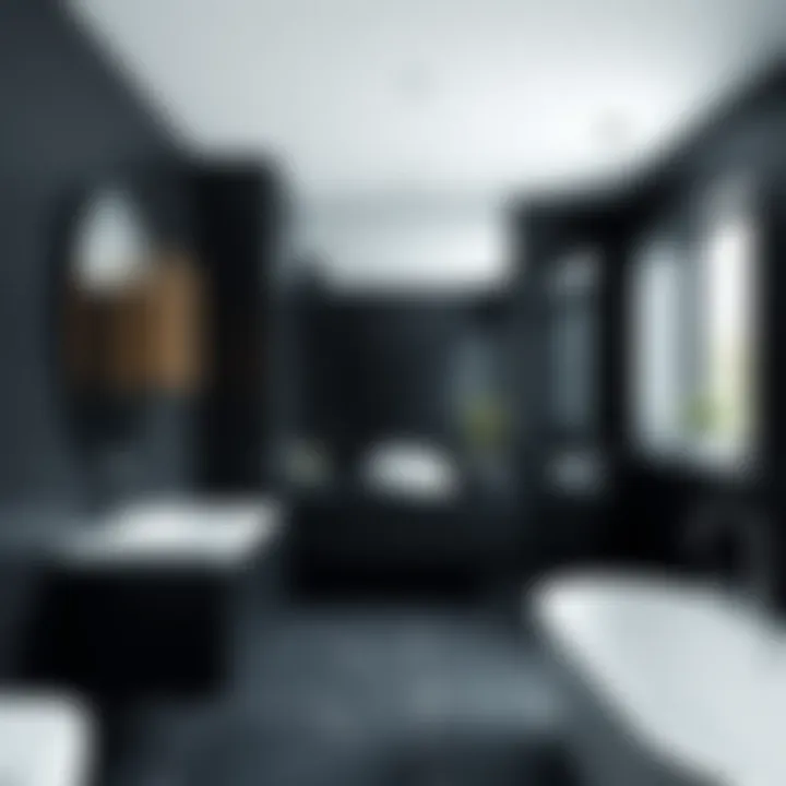 Modern Elegance in Black Bathroom Design Elegant black bathroom with sleek fixtures