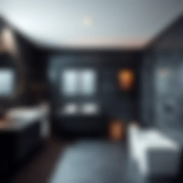 Contrasting Elements in Black Tile Design Sophisticated black tiles with contrasting elements