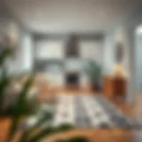 Elegant kitchen featuring a black and white rug that enhances the decor