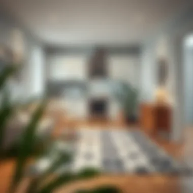 Elegant Kitchen Decor with Black and White Rug Elegant kitchen featuring a black and white rug that enhances the decor