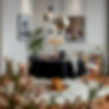 Stylish Dining Setup Stylish dining setup featuring a black tablecloth with decorative elements