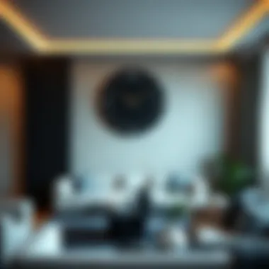 Modern Elegance: Black Wall Clock Elegant black wall clock in a modern living room setting