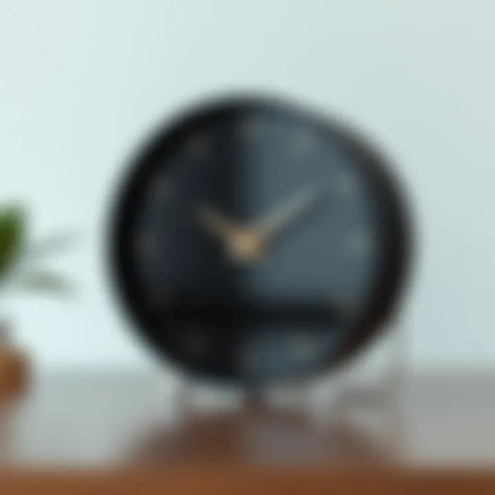 Minimalism in Time: Stylish Black Clock Design Stylish black clock design showcasing minimalistic aesthetics