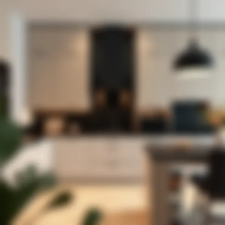 Elegant Contrast with Black and Light Colors Sophisticated black countertop paired with light cabinetry