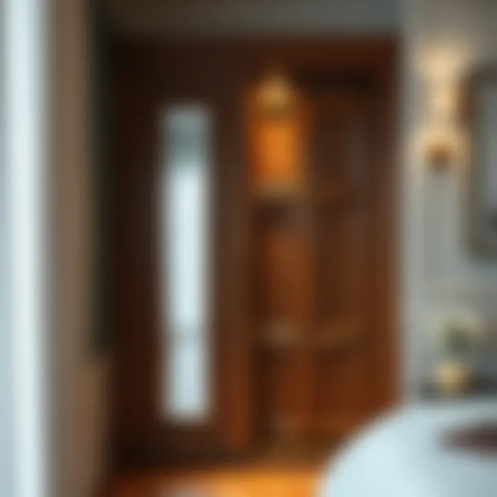 Luxurious wooden sliding wardrobe with intricate details