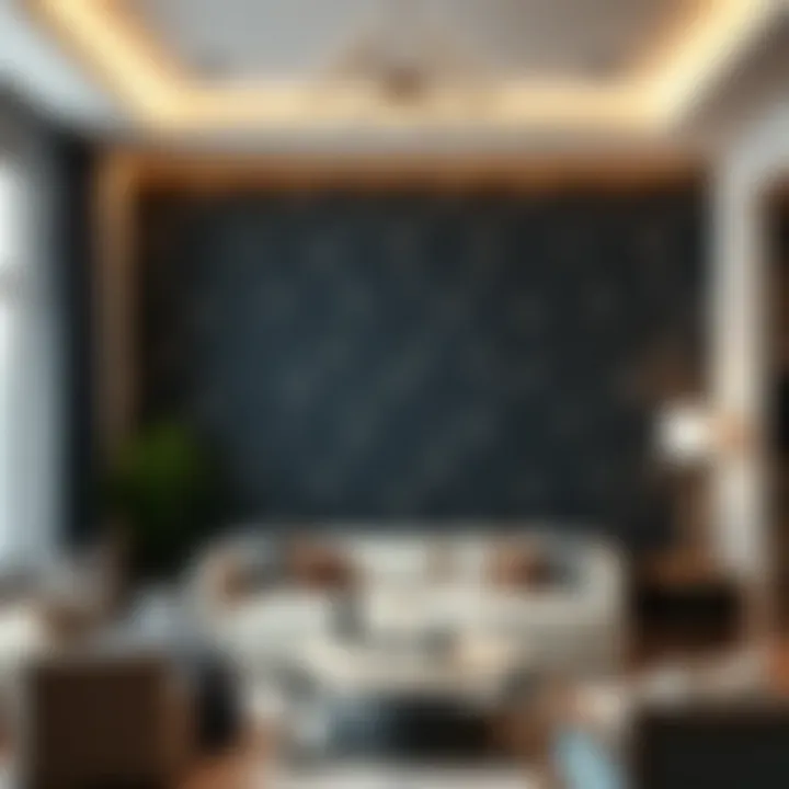 Elegant Starry Wallpaper Design Elegant starry wallpaper in a modern living room