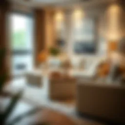 Stylish bag table in a modern living room setting