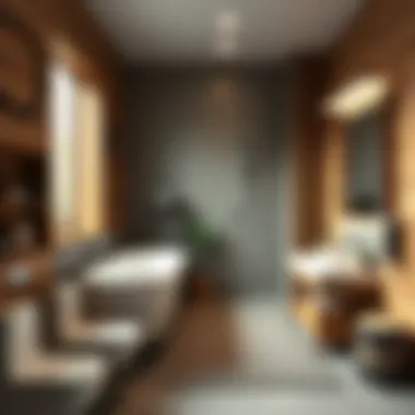 Stylish Bathroom with Wooden Accents Stylish bathroom with coordinated wooden furniture