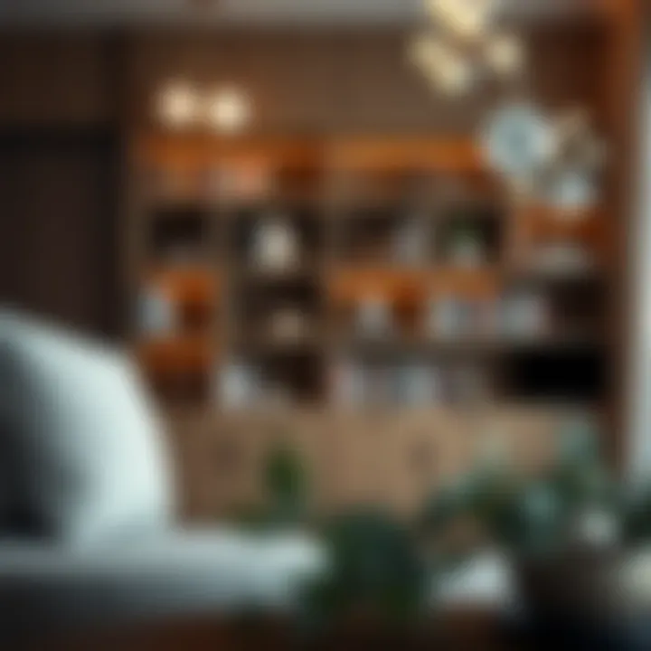 Elegant bookshelf with unique shelving arrangement