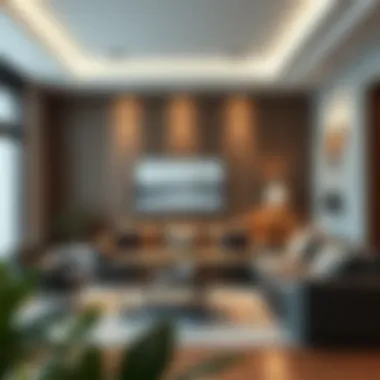 Stylish living room featuring innovative lighting units