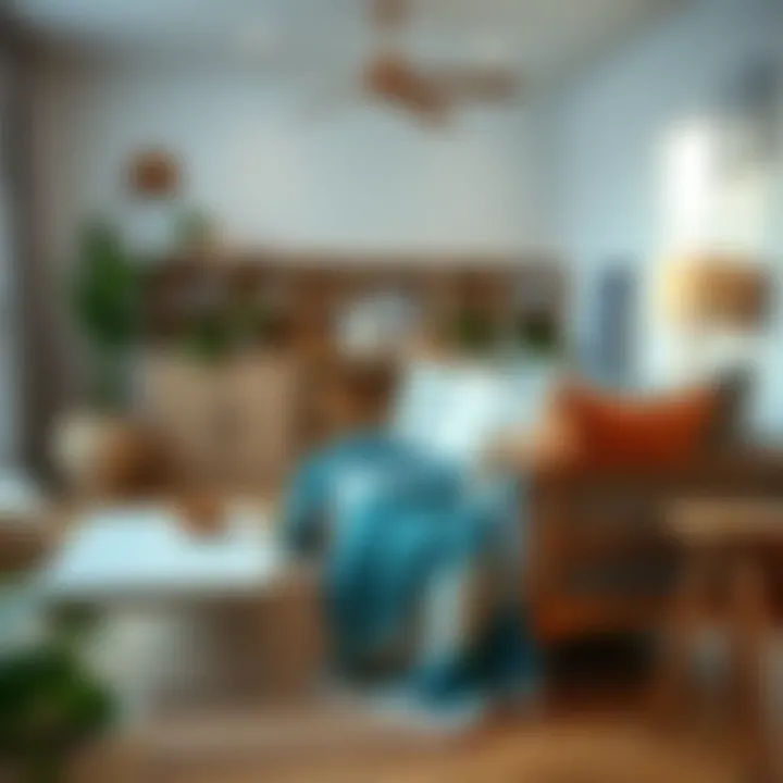 Stylish summer blanket in modern living room