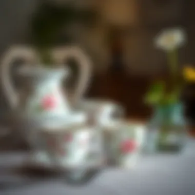 Stylish Table Setting with Blossom Patterned Cups Stylish table setting featuring blossom patterned cups