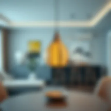 Modern Interior with Gourd Lamp A modern gourd lamp integrated into a contemporary interior design