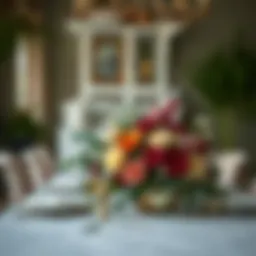 Elegant floral arrangement on a dining table