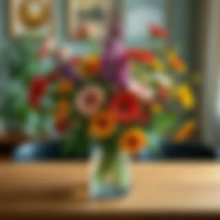 Vibrancy of Nature on Display Vibrant mixed flowers in a modern vase