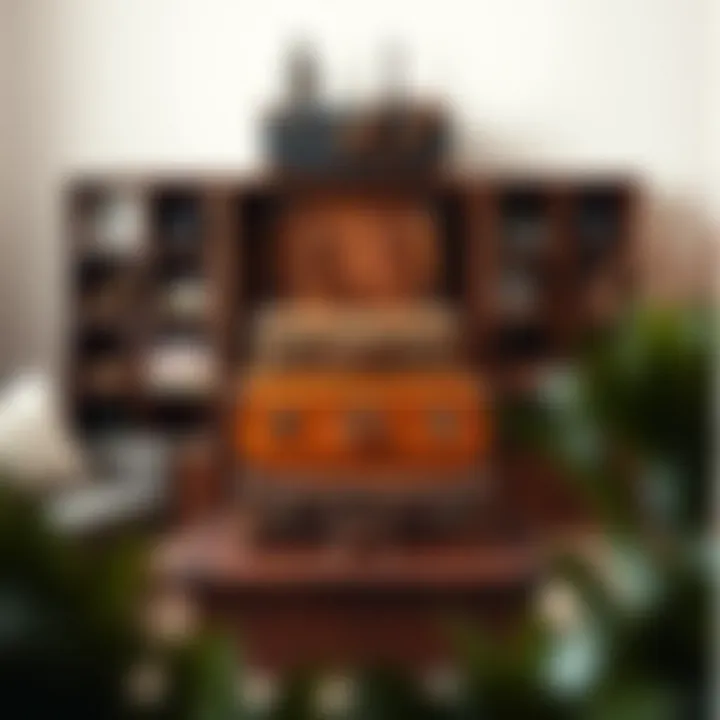 Functional Elegance with Wooden Suitcases Stylish living room featuring wooden suitcases as storage