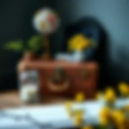 Vintage wooden suitcase as a decorative piece