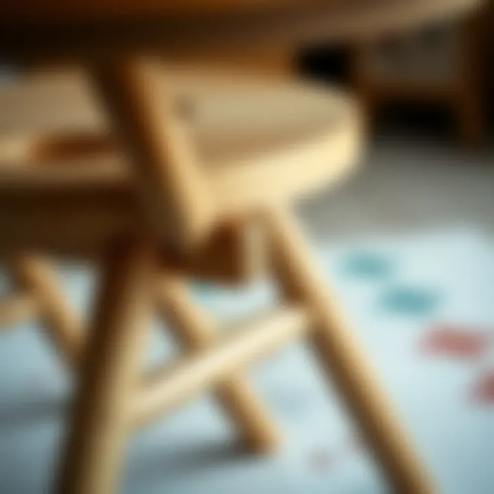 Close-up of the structural features of a foldable stool