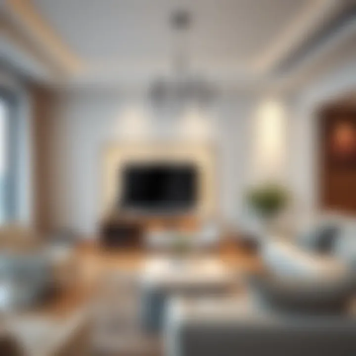 Elegant Living Room with Triangular TV Unit Elegant living room featuring a triangular TV unit