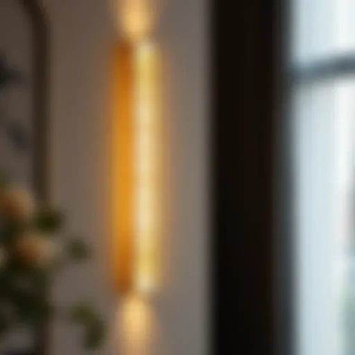 Elegant long wall sconce with intricate design illuminating a modern interior